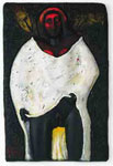 femme - cerf et maison