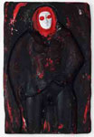 femme - visage rouge et blanc