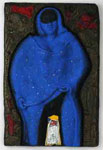 Tryptique - femme, voile bleu ciel
