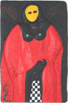 Tryptique - femme, voile rouge